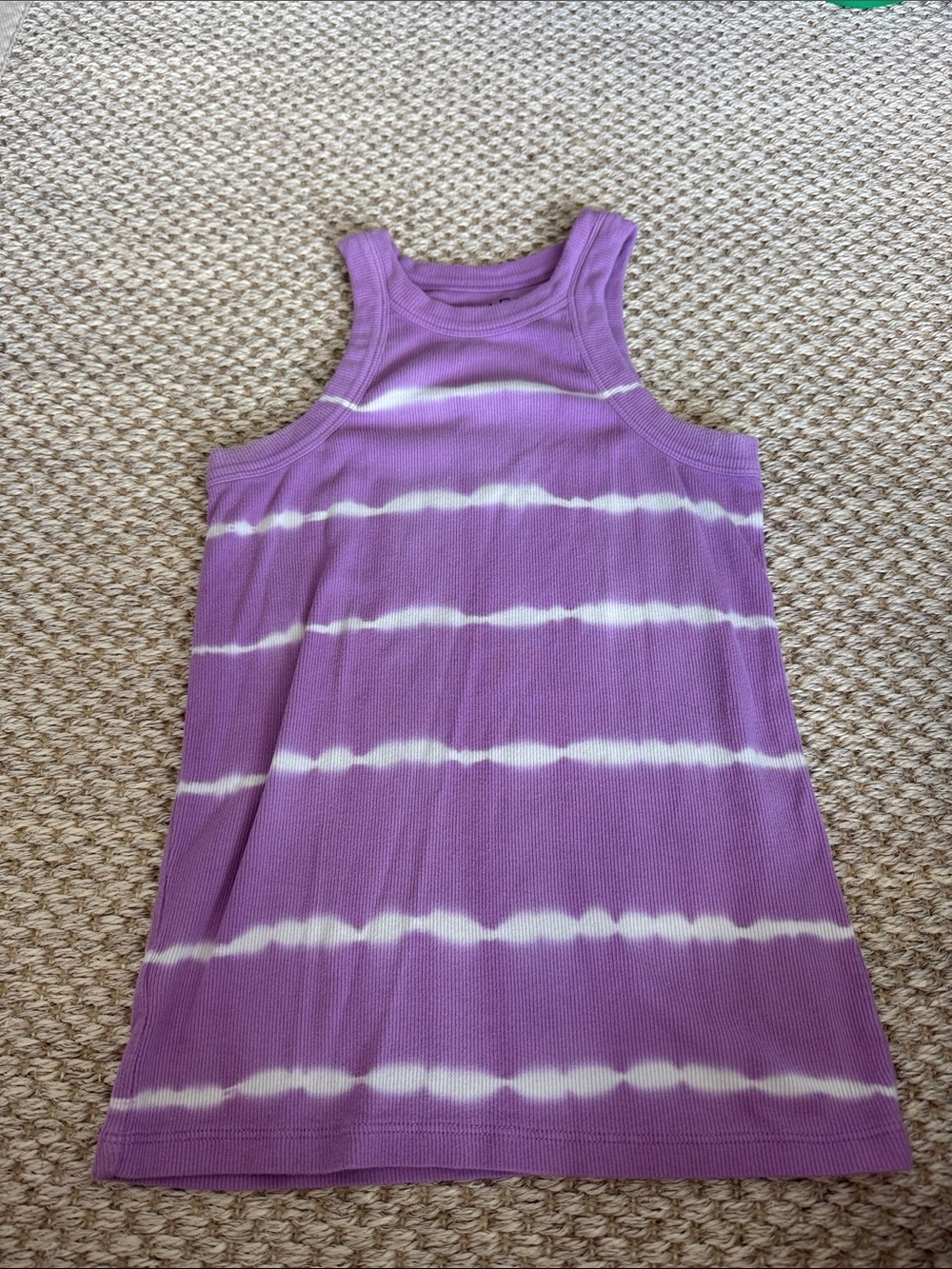 LOFT Purple and White Tie-Dye Ribbed Tank Top
